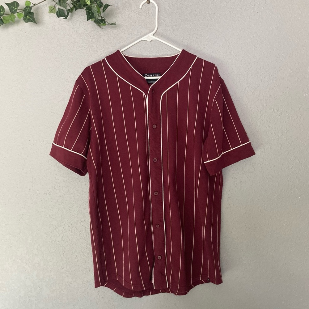 Empyre Mens Striped Baseball Short Sleeved Shirt Size XL